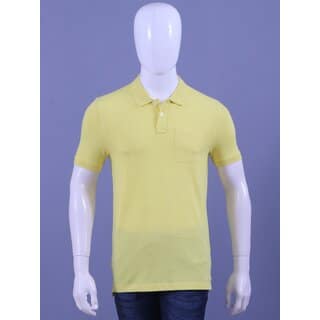 Redline Mens Yellow Solid 100% Cotton Polo Collar T-Shirt