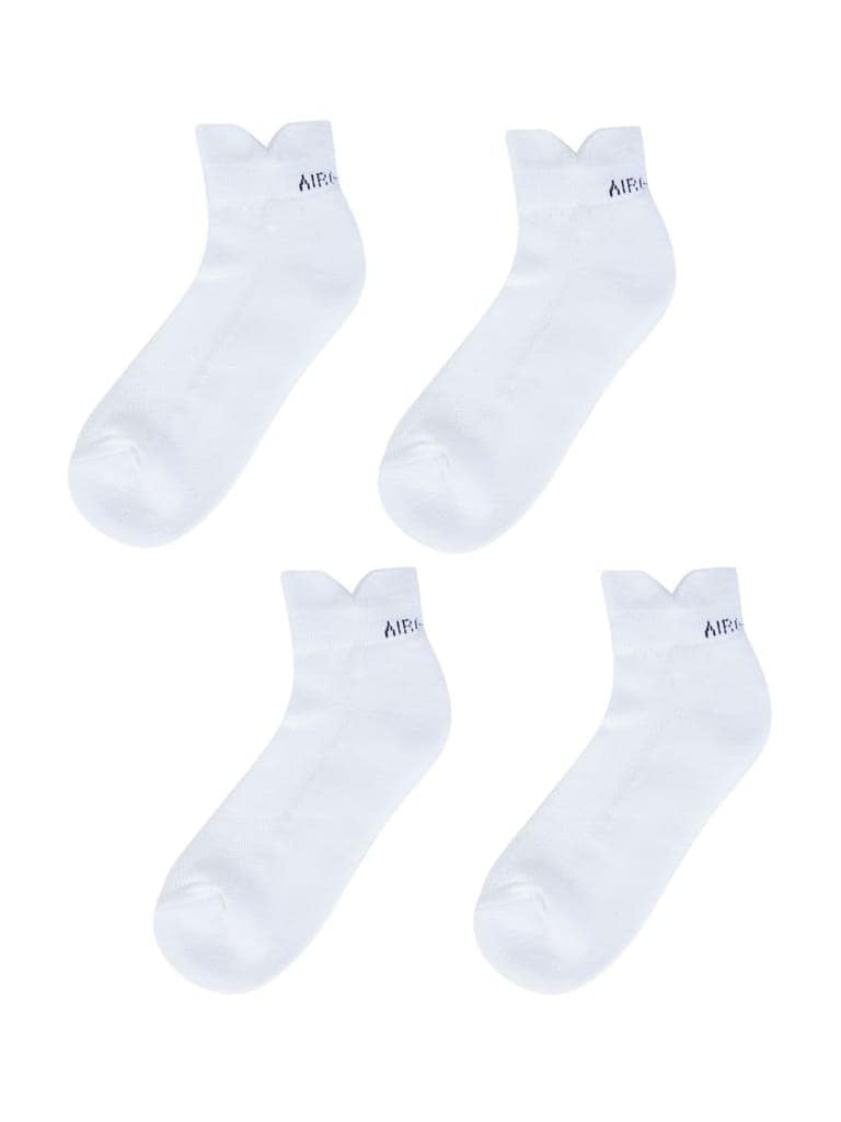 AirGarb Low Ankle Cotton Sneakers Socks for Men and Women: Comfortable Cushioning & Breathable Design Pack of 4 - TCA4W (Free Size) White