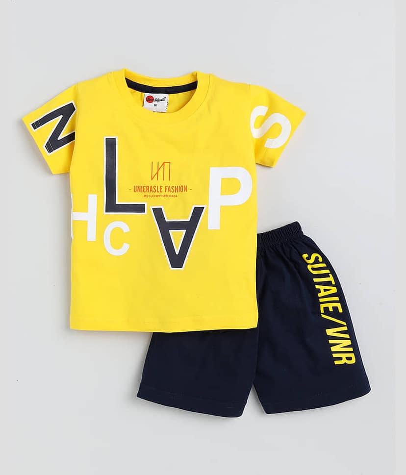 Mars Infiniti Pack of 1 Boys Cotton T-Shirt & Shorts Set ( Turquoise )