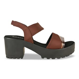 Brown Women High Lycra Platform Sandals