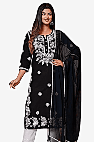 Grey on Gray chikankari kurti Gala boutique Cotton