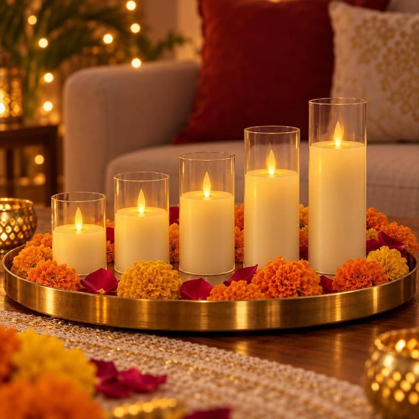 Flameless LED Swing Candles with Clear Sleeves for Festive Decor (5 Pc Set) view 2