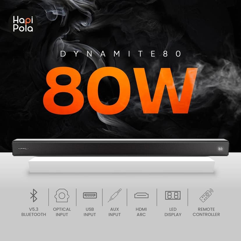 HAPIPOLA Dynamite 80 Soundbar Home Theater 2 CH Soundbar Bluetooth Connectivity view 3