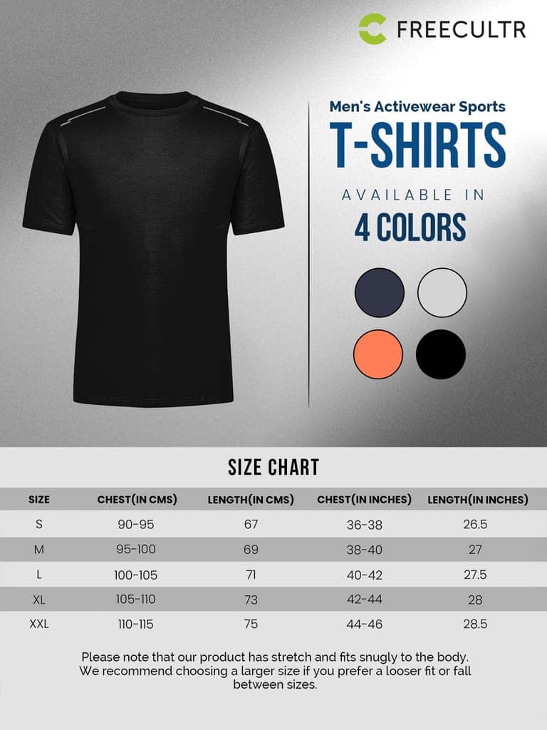 Freecultr Men's Activewear Sports T-Shirt Quick Dry Half Sleeve Plain Soft & Stylish Polyster Dry Fit Gym Workout Running Casualwear T Shirts for Man Pack of 1-Black view 7