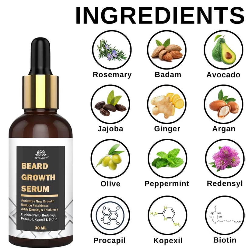 Intimify Beard Growth Serum, beard growth, beard oil, moustache growth oil, beard growth oil, 30 ml view 3