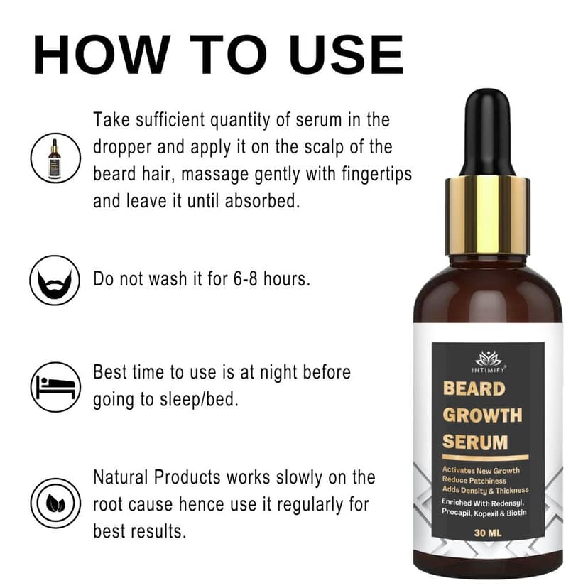 Intimify Beard Growth Serum, beard growth, beard oil, moustache growth oil, beard growth oil, 30 ml view 5