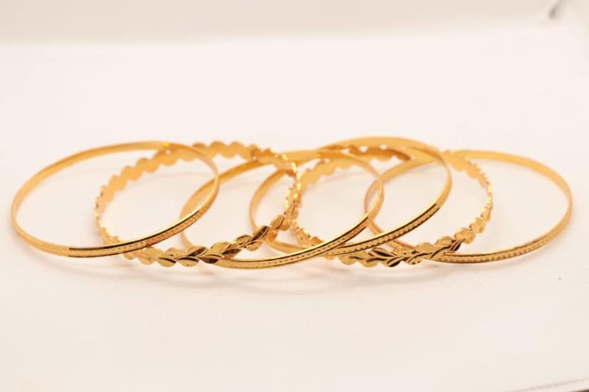 Gold Plated Leaf Design Bangle Set of 4