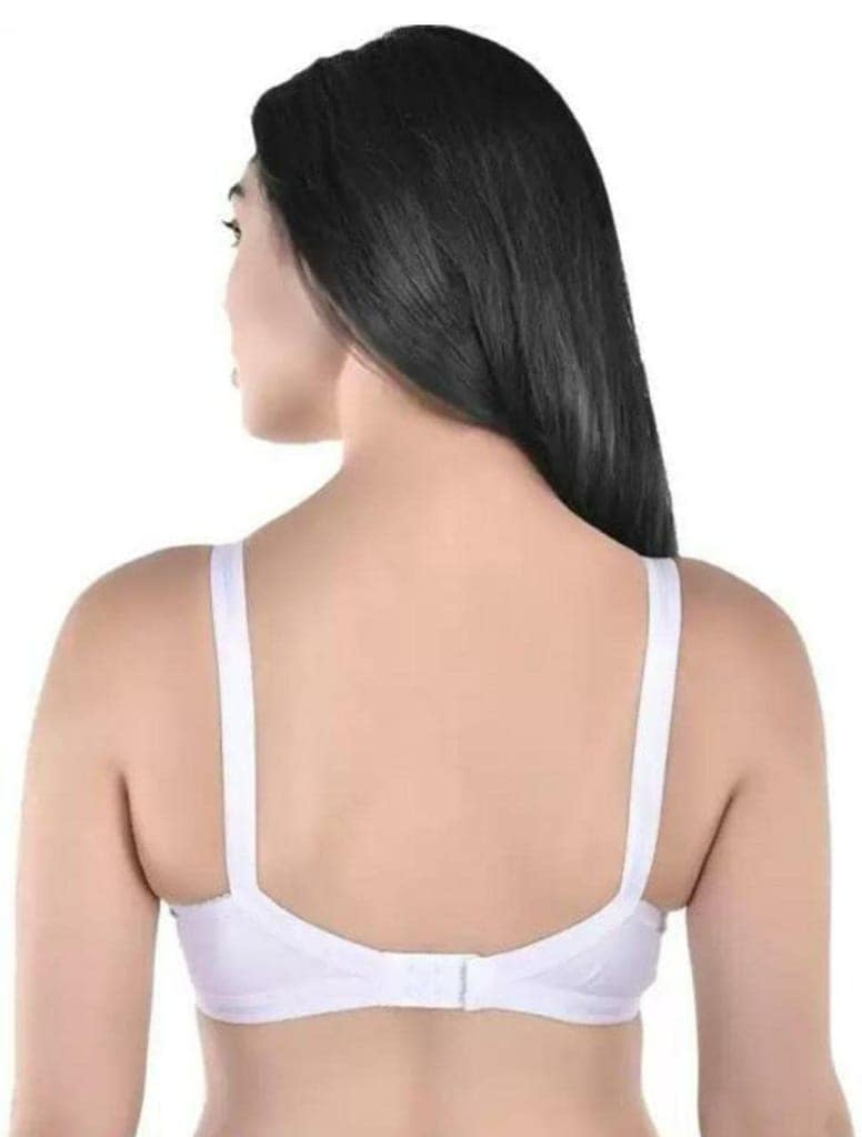 FASHION BONES Full Coverage Daily Use Cotton Cross Bra in Cup Size C for Women and Girls Combo Pack of 2 White view 4
