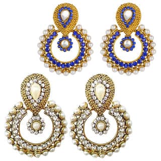Women Multicolor Jewellry set of 2 Bollywood Designer Diamond Earring Set Combo
