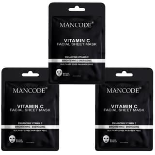 Vitamin C Facial Sheet Mask Pack of 3 | Brightening, Hydrating & Skin Glow Boosting Face Masks