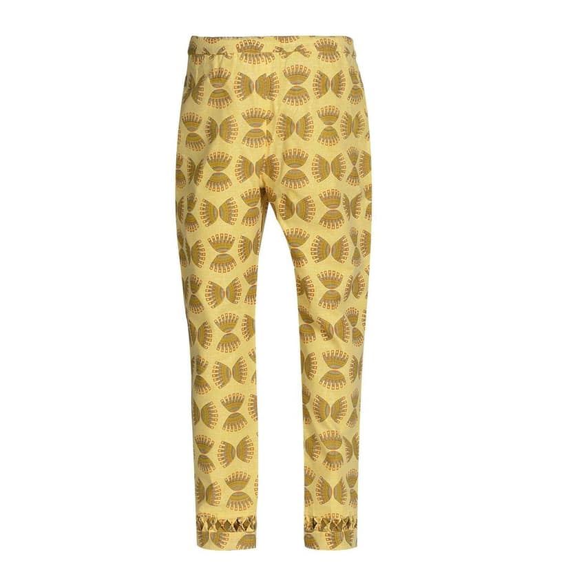 Light Yellow Cotton Printed Ethnic Pants for Women view 2