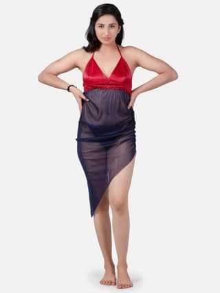 Sheer Net Hot Babydoll Bikini Night Dress for Honeymoon K5MN