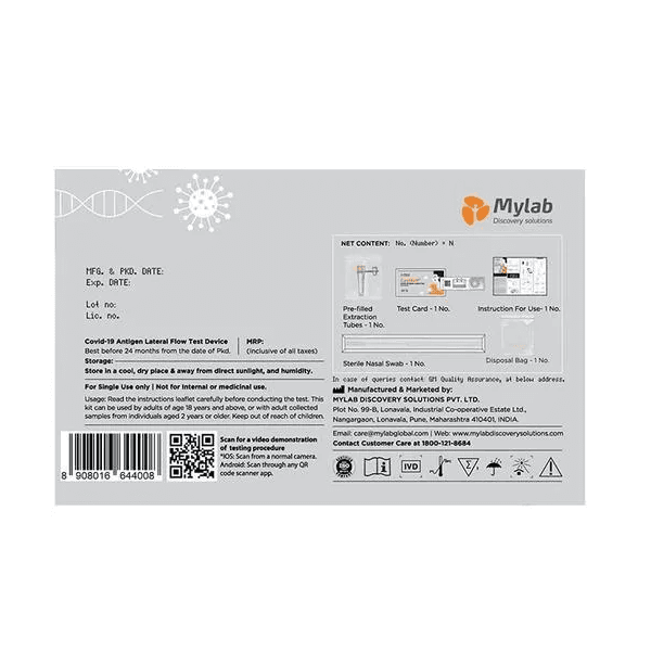 Covieasy Covid 19 Rapid Antigen Self Test Kit 1 Kit (Pre Filled Extraction Tube, Test Card, Sterile Nasal Swab, Biohazard Bag , Each 1 No) view 2