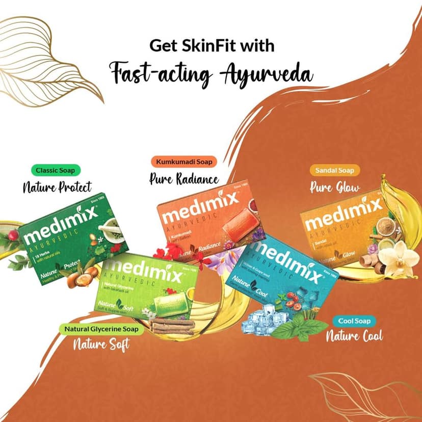 Medimix Ayurvedic Skinfit Bathing Soaps 125G (Pack Of 5)| For Healthy & Protected, Cool & Fresh, Soft & Supple, Radiant & Glowing Body | Paraben & Sulphate Free | 100% Vegan view 4