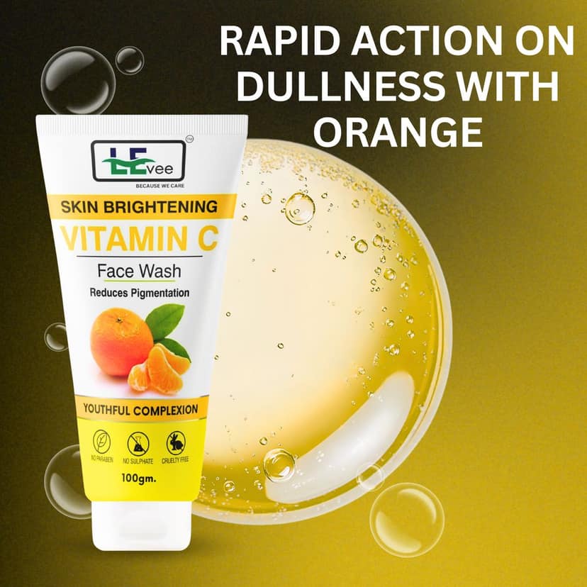 LEvee Vitamin C Face Wash | Skin Brightening Pigmentation Removal Cleanser with Orange Enzymes | For Glowing Skin & Dark Spot Correction | 100ml view 4