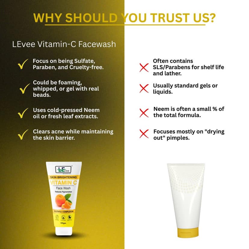 LEvee Vitamin C Face Wash | Skin Brightening Pigmentation Removal Cleanser with Orange Enzymes | For Glowing Skin & Dark Spot Correction | 100ml view 6
