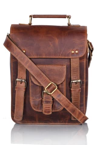 Joyait Leather Handicraft - 100% Leather Shoulder bag, Travel Bag for Men & Women - Brown