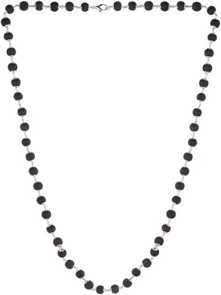 Black beaded necklace with silver accents view 2
