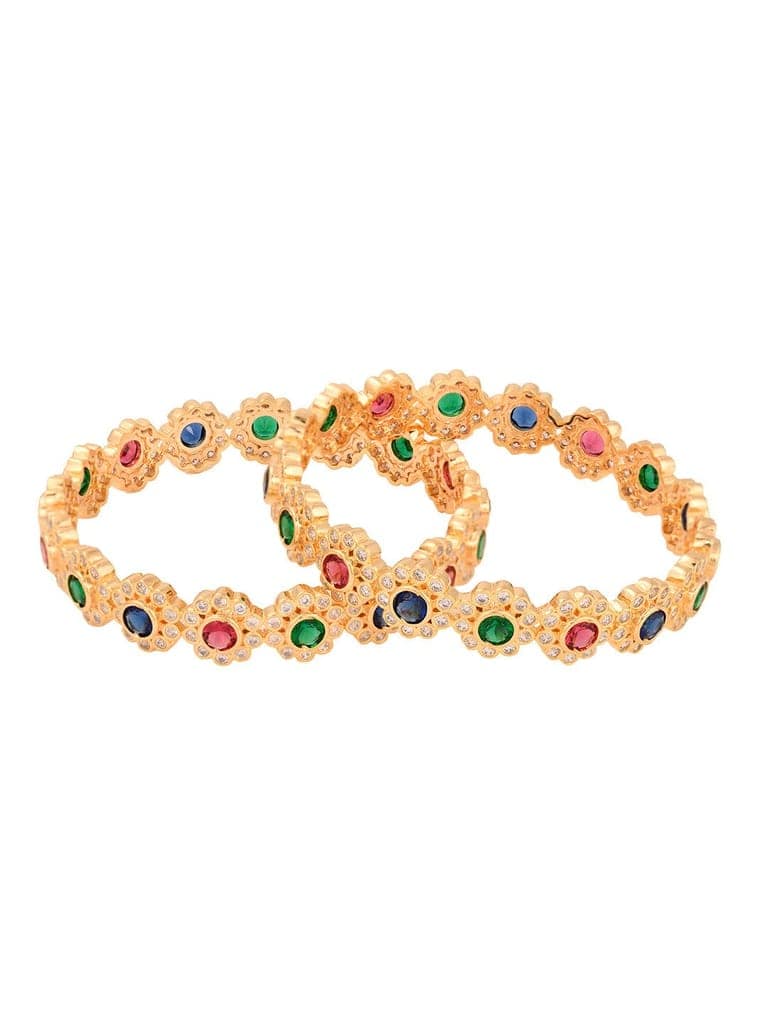 Set of 2 Gold Toned Multi Coloured AD studded Handcrafted Bridal kangan Bangles view 6
