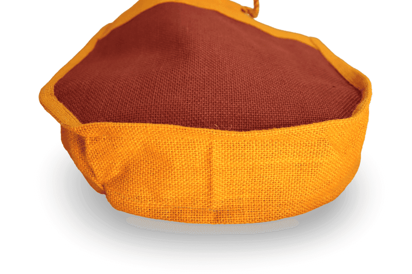 Handmade Jute Potli Bag with Cotton Drawstring for Gifting, Storage and Travel (Brown and Orange) view 4