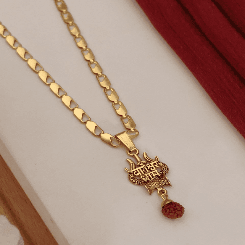 Bageshwar dham Fancy Gold Plated Long CHAIN-PENDANLE & Gold Rudraksha Bracelet For Man's and Boy's (COMBO PACK OF 2 PIC) view 10