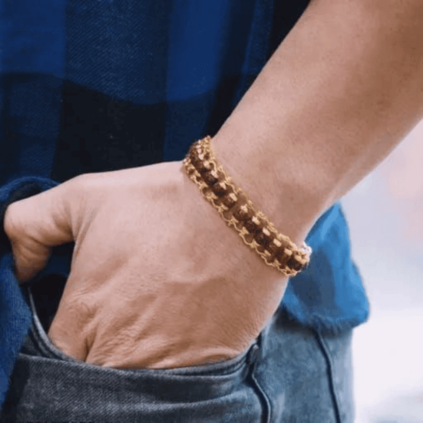 Bageshwar dham Fancy Gold Plated Long CHAIN-PENDANLE & Gold Rudraksha Bracelet For Man's and Boy's (COMBO PACK OF 2 PIC) view 7