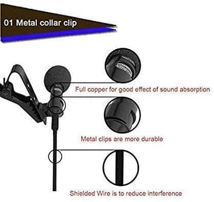 Ekdant Clip On Mini Lapel Mic Mike Lavaliere Microphone / Collor 3.5MM Mike (Black) view 3