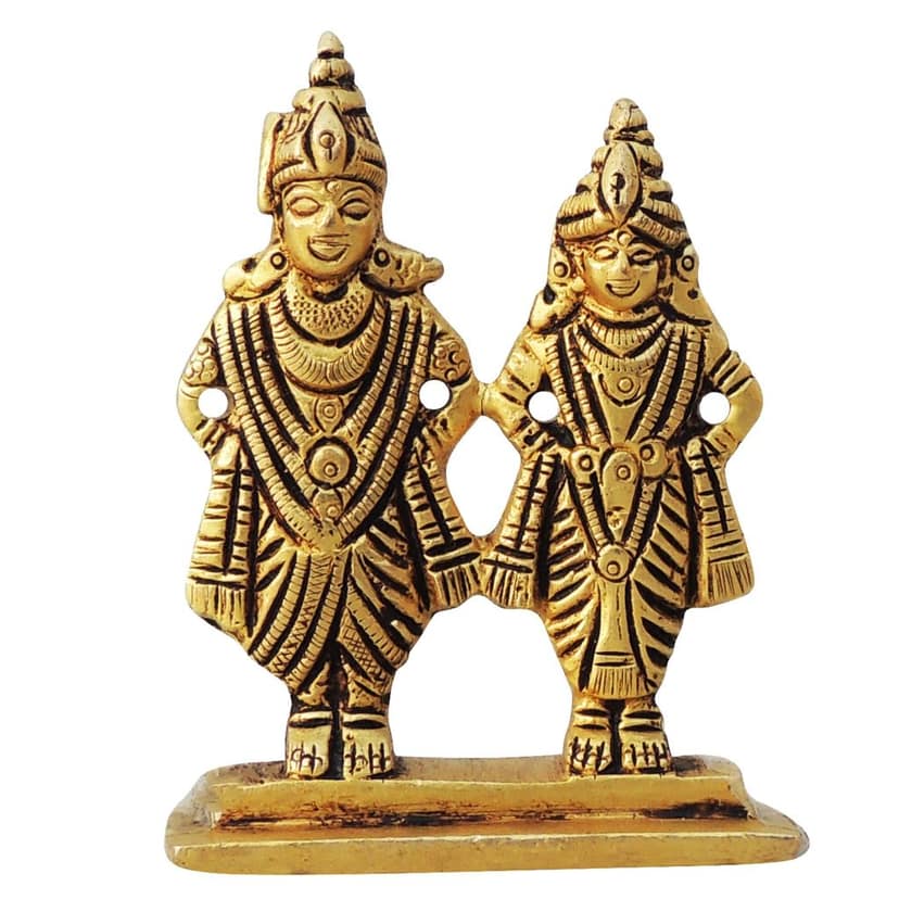 Brass Rukmini Vitthal Idol � Pandharpur Vithoba Brass God Decorative Murti, Height : 2.7 Inch (BSMAS1468 C) view 2