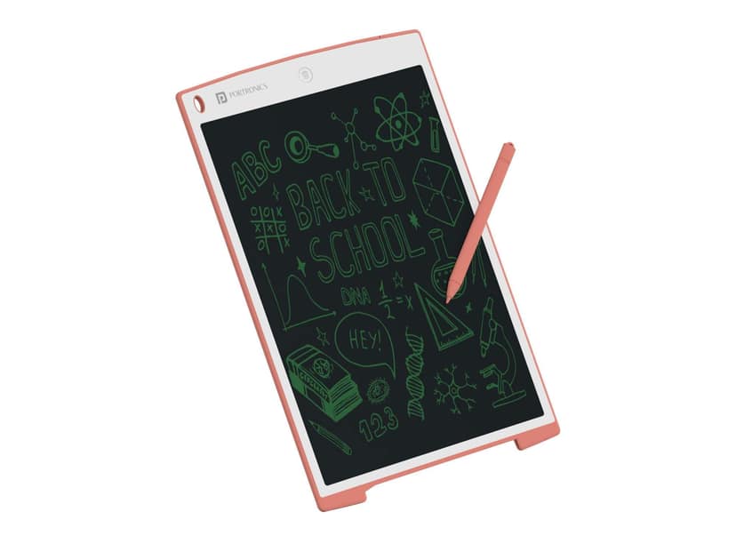 Portronics Ruffpad 12M, 12-Inch Re-Writable Multicolor LCD Writing Pad with One-Tap Erase, Smart Lock, Long Battery Life & Ruffpad App Support, Save & Share Your Childs Creations - Pink