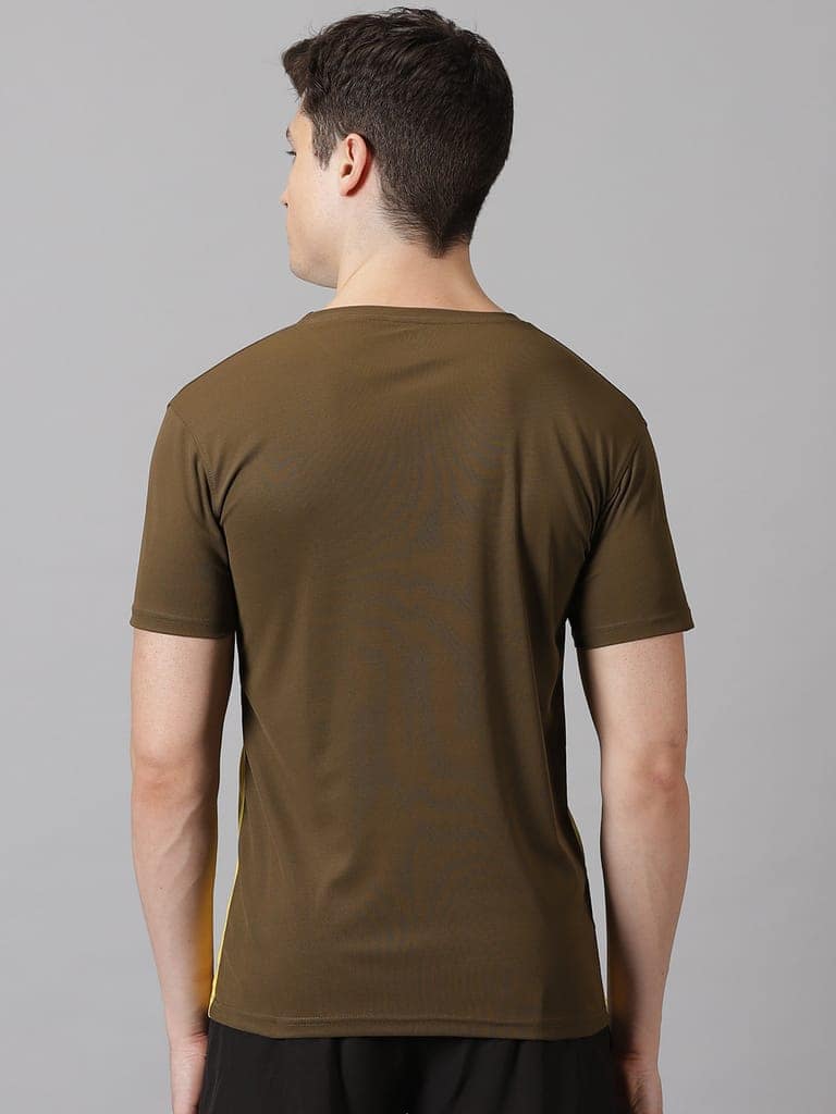 Polyester Olive & Yellow Round Neck view 5