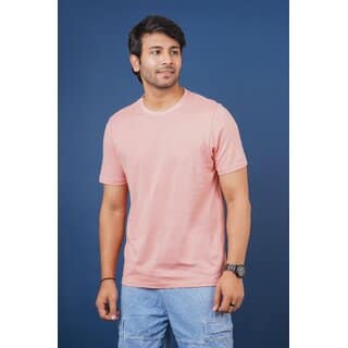Red Line Mens Rose Solid 100% Cotton Round Neck T-Shirt