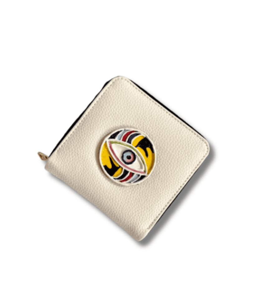 White Evil Eye Lippan Art Mini Handcrafted Wallet view 2
