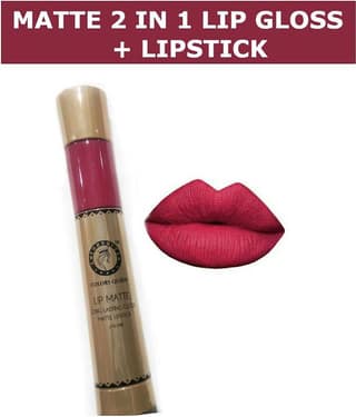 COLORS QUEEN 2 In 1 Matte Lip Gloss and Lipstick Mehroon Glam Pink (Shade -21)