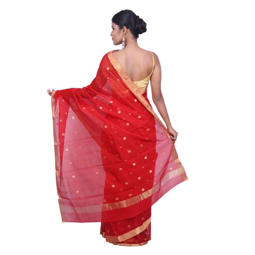 HANDLOOM CHANDERI SAREE- MERCERISED (COTTON+SILK MIX) WITH BLOUSE (SKU - 1SC105080621 SAREE- 60) view 4