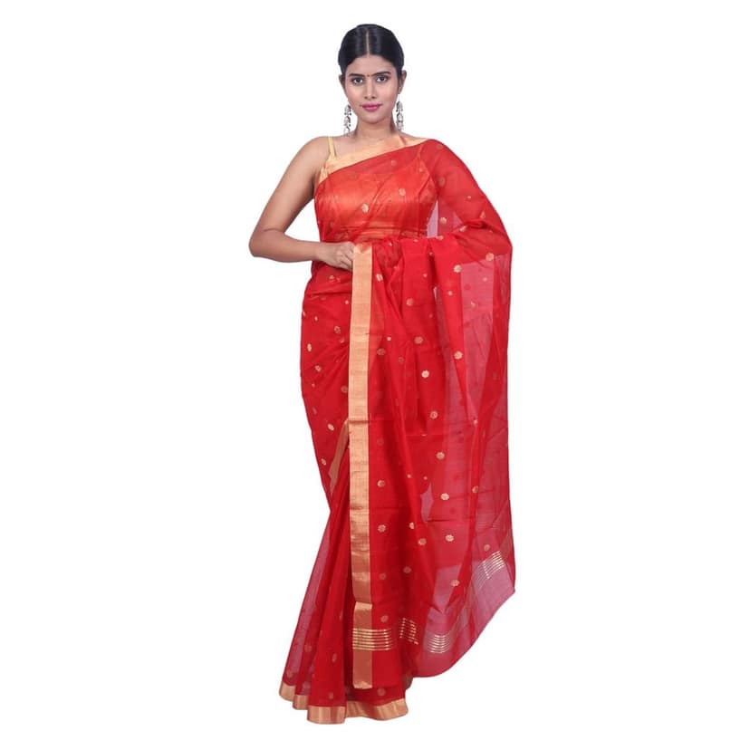 HANDLOOM CHANDERI SAREE- MERCERISED (COTTON+SILK MIX) WITH BLOUSE (SKU - 1SC105080621 SAREE- 60) view 5