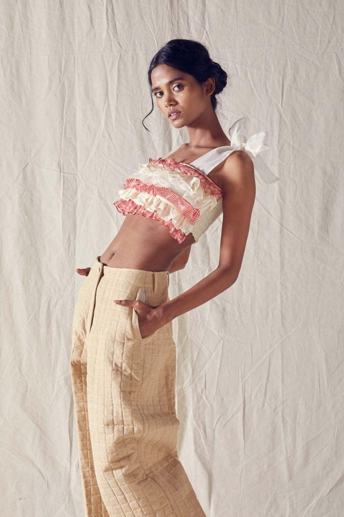 Ruffled Bustier In Organic Cotton And Silk Organza view 2