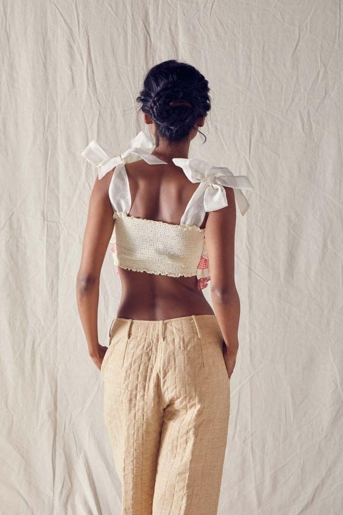 Ruffled Bustier In Organic Cotton And Silk Organza view 3