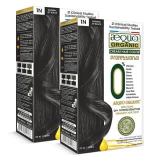 Aequo Organic Cream Hair Colour 1N Jet Black for Men And Women,200 ML| Natural Long Lasting Permanent Color for Hair, Beard & Mustache| 100% Grey Coverage| PPD & Ammonia Free Pack of 2 Aequo Organic Cream Hair Colour 1N Jet Black for Men And Women,200 ML