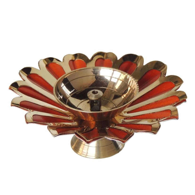 Iron & Brass Deepak Colour Orange 4 Inch (ZMAS517 O) view 3