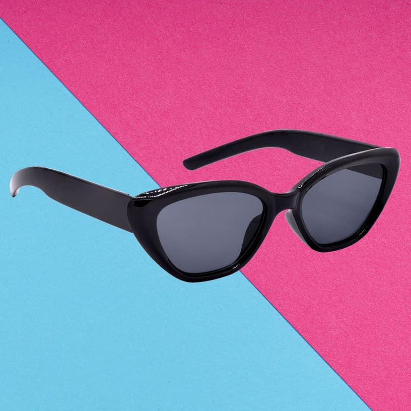 Black Frame Black Lens Cat-eye Sunglasses for Women & Girls Night Glamor - HRS592-BK-BK