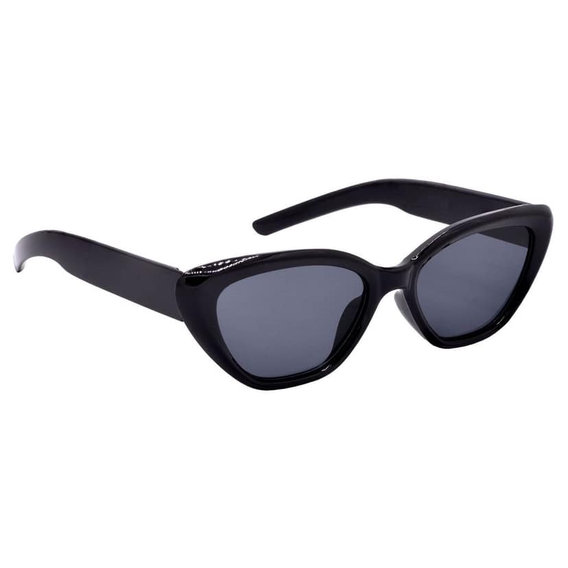 Black Frame Black Lens Cat-eye Sunglasses for Women & Girls Night Glamor - HRS592-BK-BK view 2
