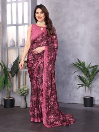 Floral Printed Georgette Saree