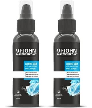 Vi-John Master Stroke Calming Aqua Face Wash Deep Hydration And Clearer Skin For All Skin Type, 100ml (Pack of 2)