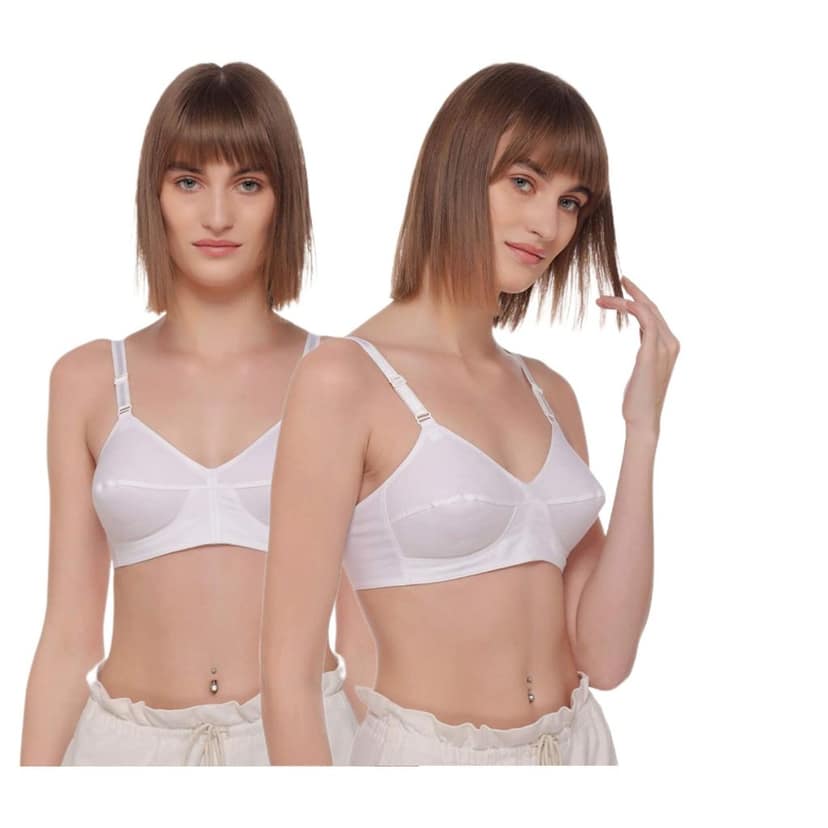FASHION BONES Pure Cotton Non Padded Wire Free Dailywear Bra in Combo Pack of 2 view 3
