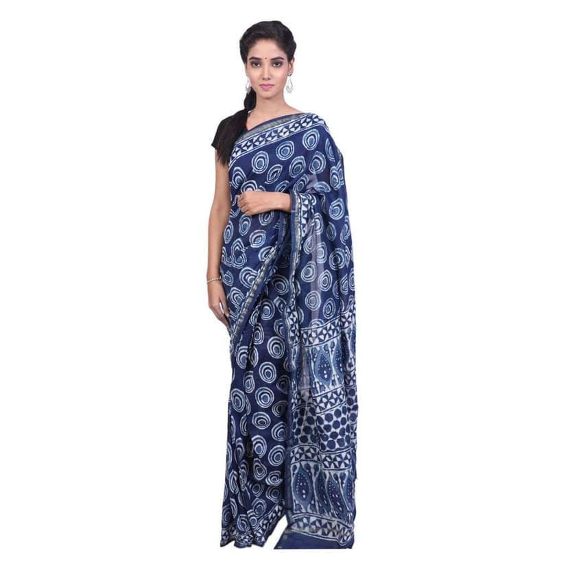 HANDLOOM CHANDERI PRINTED SAREE WITH BLOUSE (SKU1SCZ02191220 SAREE- 43)