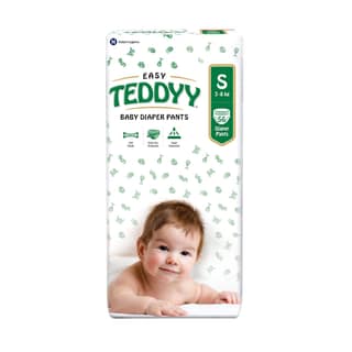 TEDDYY Easy Baby S Size Diaper Pant Style |56 Count (Small) | 38 kg (Pack of 1) | Long Protection Hours | Anti-Bacterial | Airy Breathable Fit | Rapid Soaker Channels with Wetness Indicator TEDDYY Easy Baby S Size Diaper Pant Style |56 Count (Small) | 38
