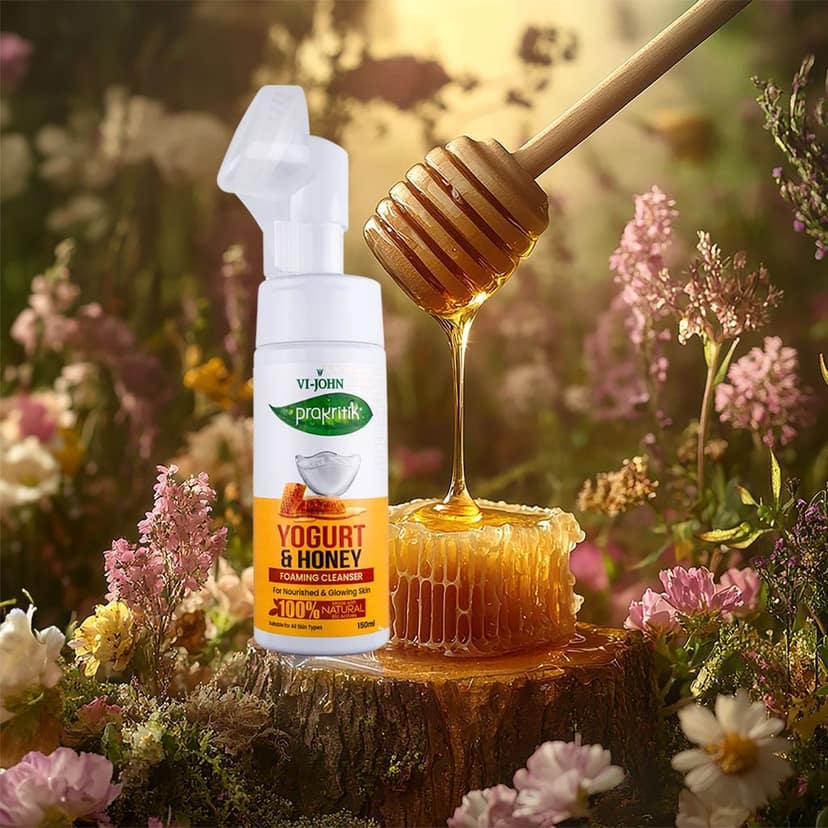 VI-JOHN PRAKRITIK Yogurt & Honey Foaming Face wash Restores glow, Made With 100% Natural Bio Actives - 150ml Face Wash (150 ml) view 3
