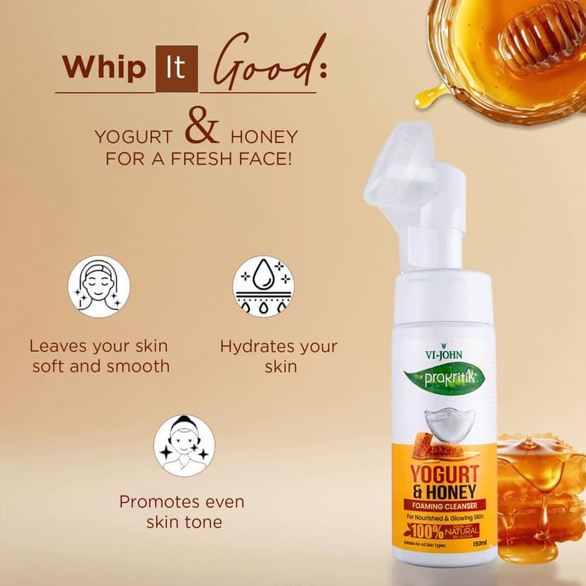 VI-JOHN PRAKRITIK Yogurt & Honey Foaming Face wash Restores glow, Made With 100% Natural Bio Actives - 150ml Face Wash (150 ml) view 7