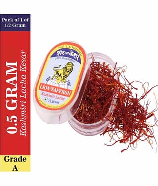 Lion Brand Grade A Kashmiri Lacha Kesar/Saffron for Biryani, Skin & Sweets VALUE PACK 0.5g