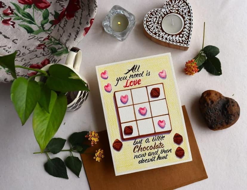 SoulShoppr Valentine Day Greeting Card � All You Need is Love| Handmade 6" x 8" inches view 5